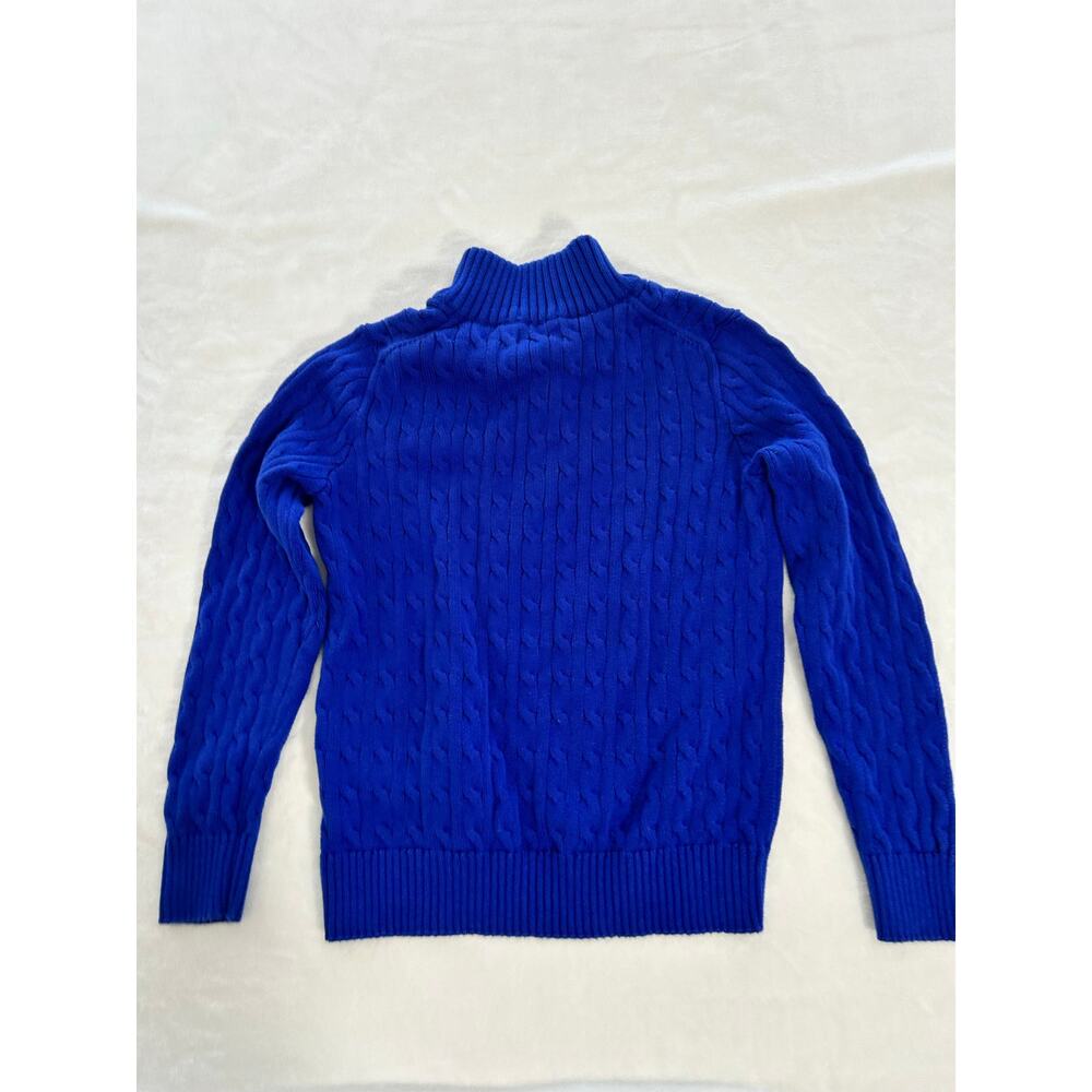 Polo Ralph Lauren Boy's XL Blue Knit Quarter Zip Sweater with Yellow Stripes XC! - Picture 3 of 8